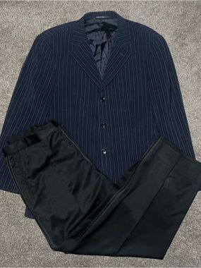 Armani Collezioni 3 Button Suit Navy/black Men’s Size 40 R Pants 44 SEE PICTURES